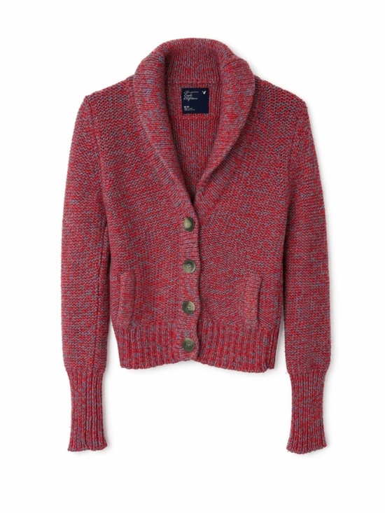 American Eagle Outfitters Sweaters - American Eagle Shawl Collar Button-Front Sweater Cardigan - Red Heather